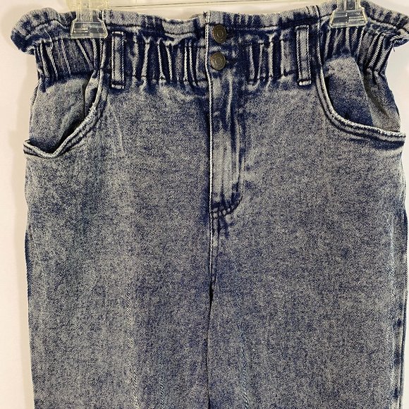 Wild Fable Ruffle Top Elastic Waist Blue Denim Jeans EUC Women's Size 8 - Picture 6 of 16